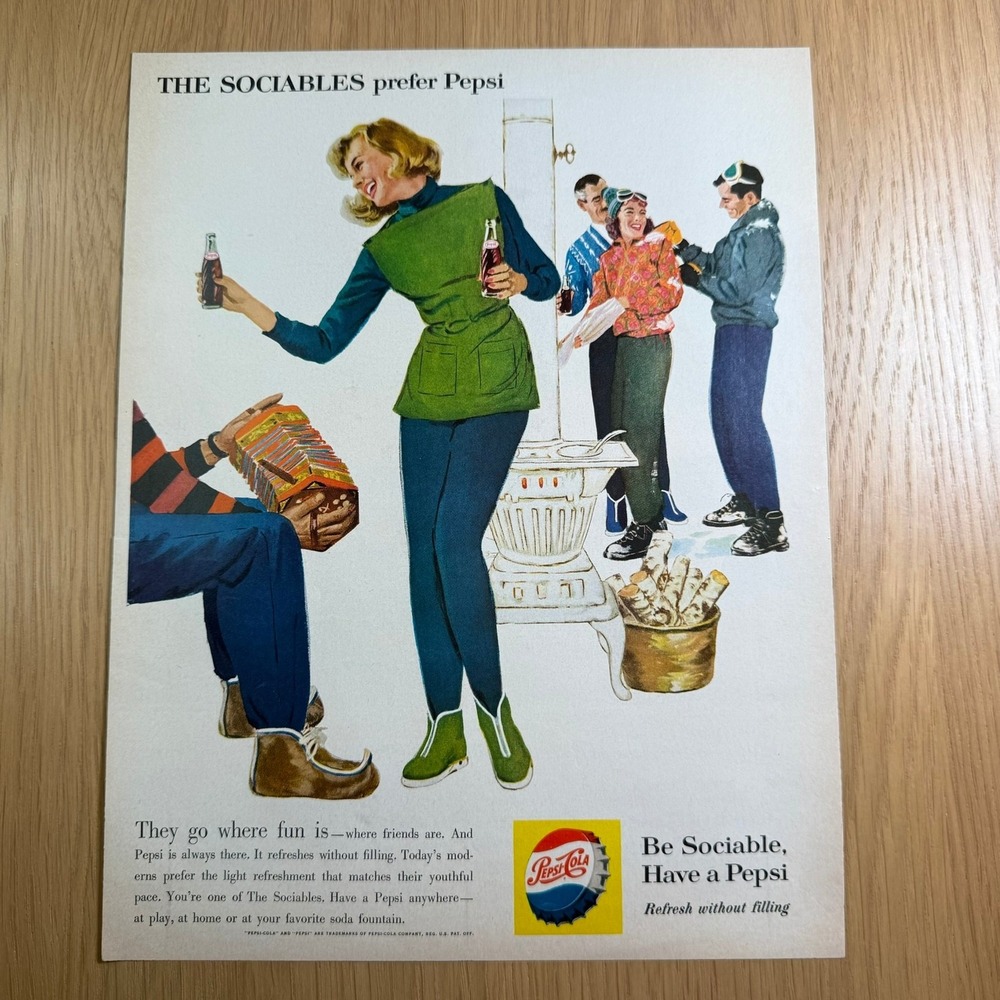 1960 Pepsi-Cola The Sociables Prefer Pepsi Vintage Ad Be Sociable Have a Pepsi